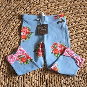 NWT Matilda Jane Light Blue Floral Leggings Size 6